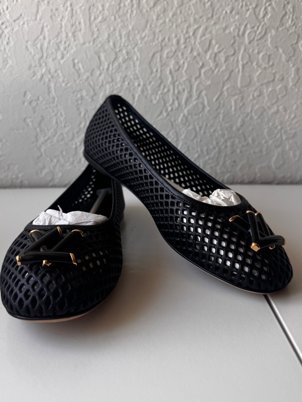 Louis Vuitton Shake Flags in Black Perforated Leather with Gold LV Accent